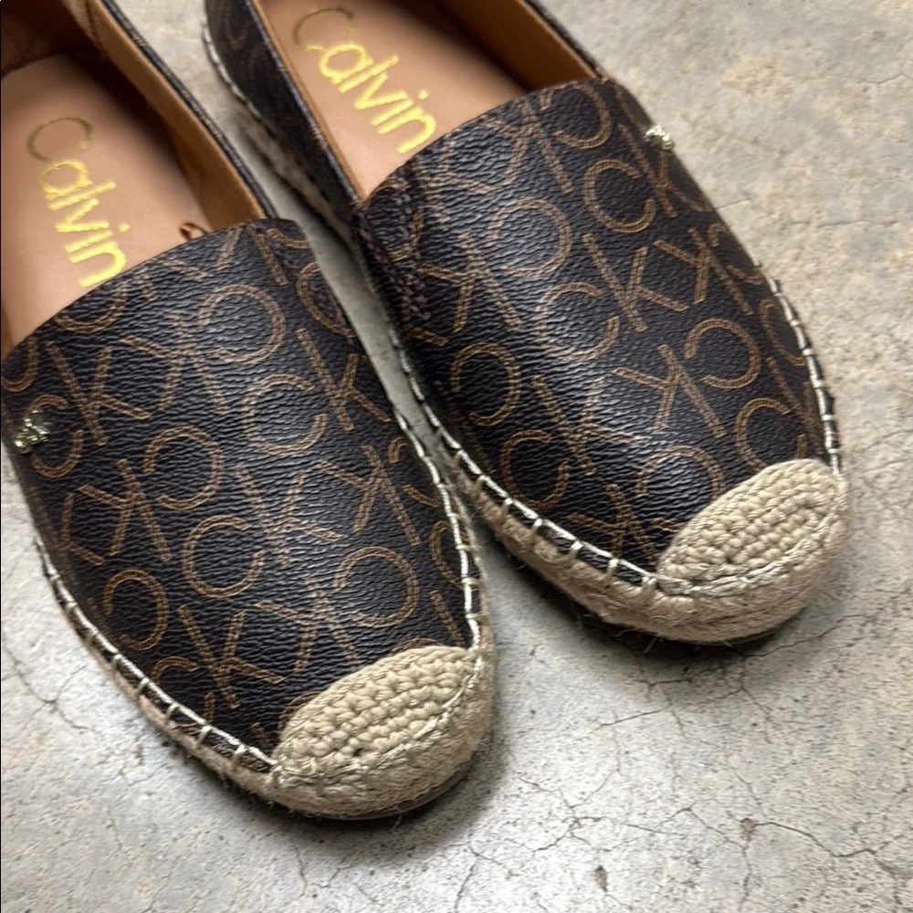 *Calvin Klein Brown Espadrille Slip-On Shoes